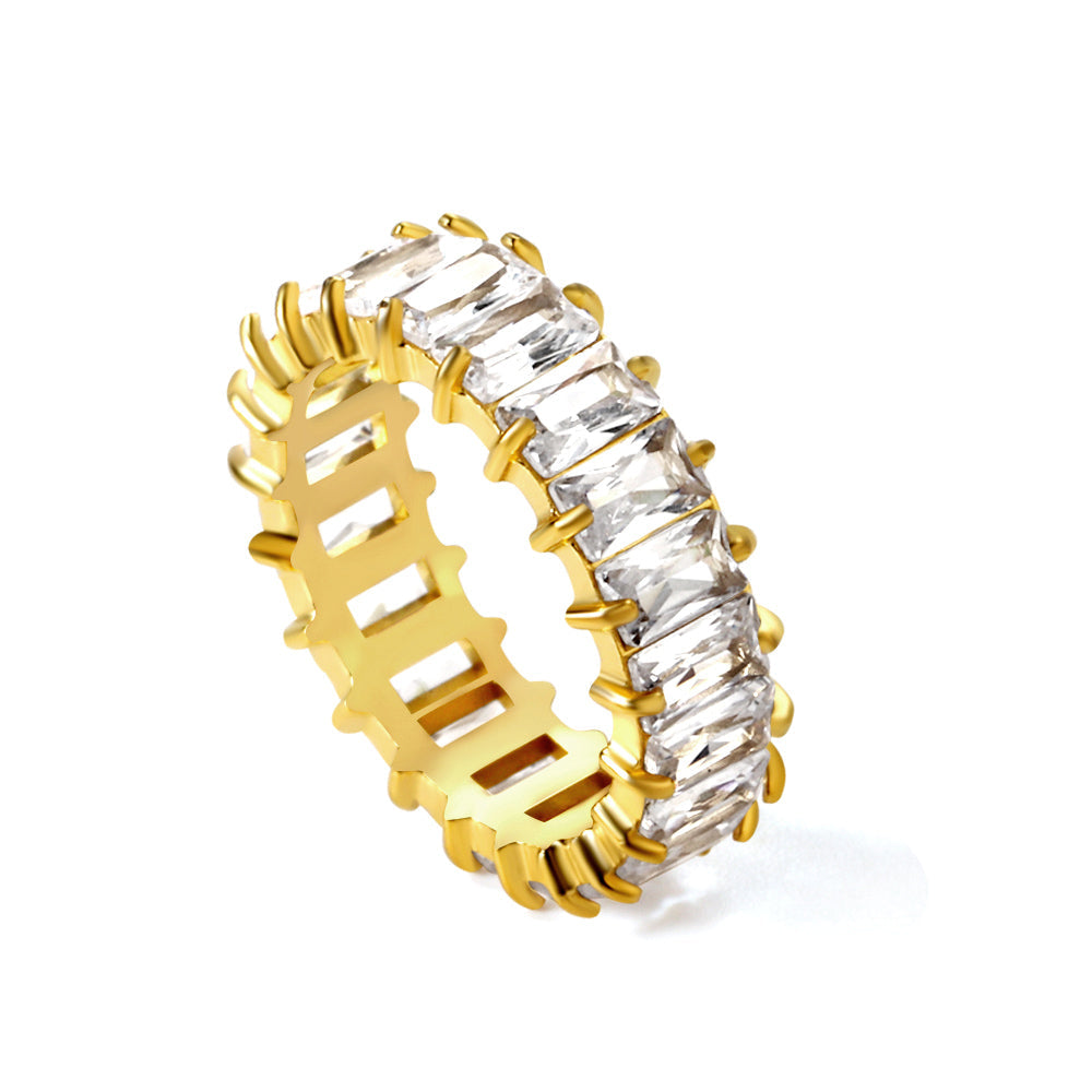 Rectangular full diamond ring female fashion light luxury hundred trend exquisite niche design finger ring asonjewelry